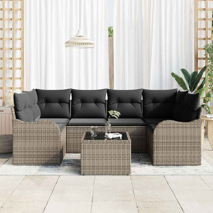 Havesofa Sæt med pude med opbevaring 7 pcs Grå 55 x 55 x 37 cm