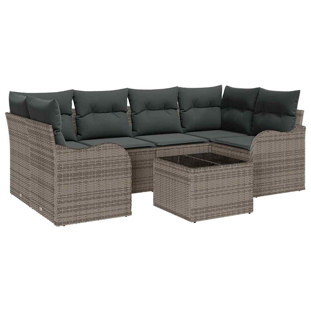 Havesofa Sæt med pude med opbevaring 7 pcs Grå 55 x 55 x 37 cm