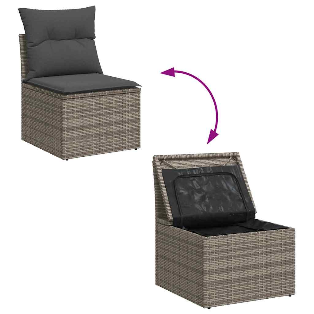 Havesofa Sæt med pude med opbevaring 7 pcs Grå 55 x 55 x 37 cm