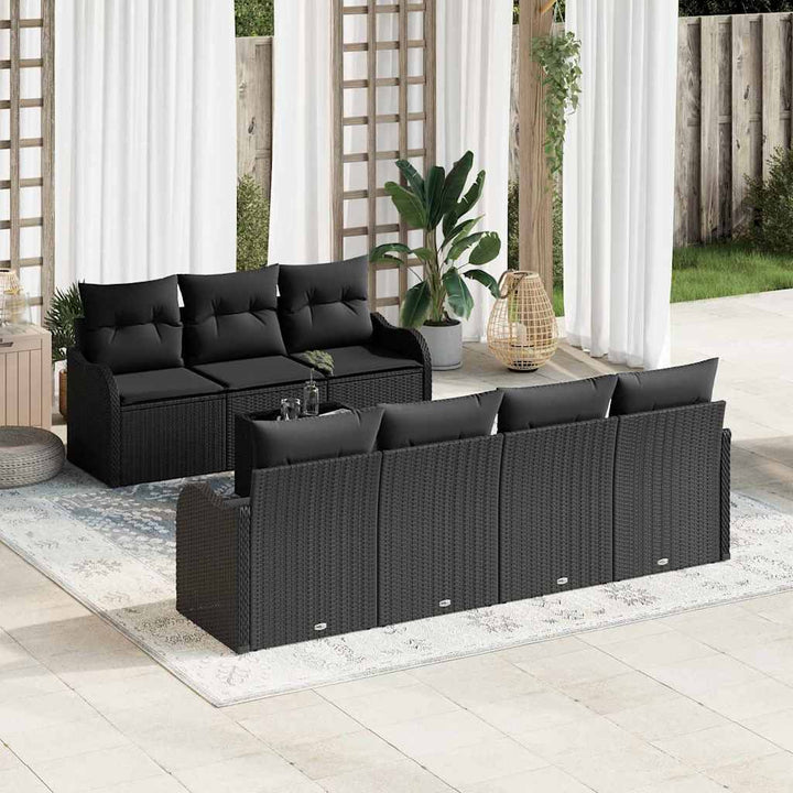 Havesofa Sæt med pude med opbevaring 8 pcs Sort 55 x 55 x 37 cm