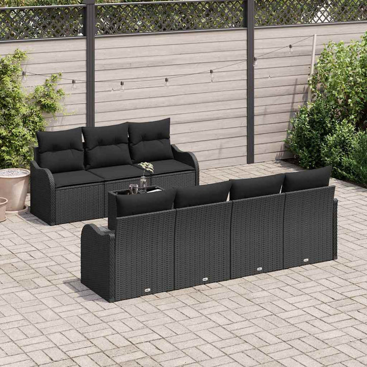 Havesofa Sæt med pude med opbevaring 8 pcs Sort 55 x 55 x 37 cm