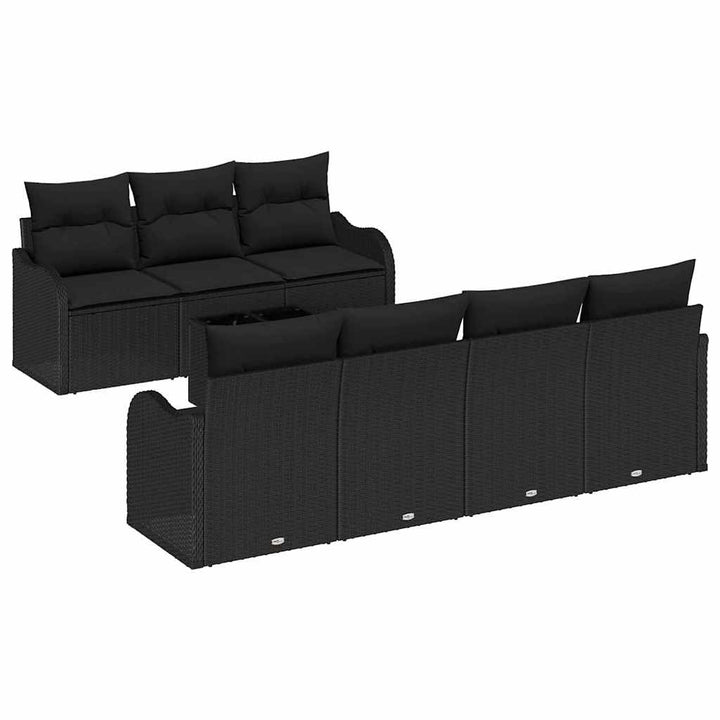 Havesofa Sæt med pude med opbevaring 8 pcs Sort 55 x 55 x 37 cm