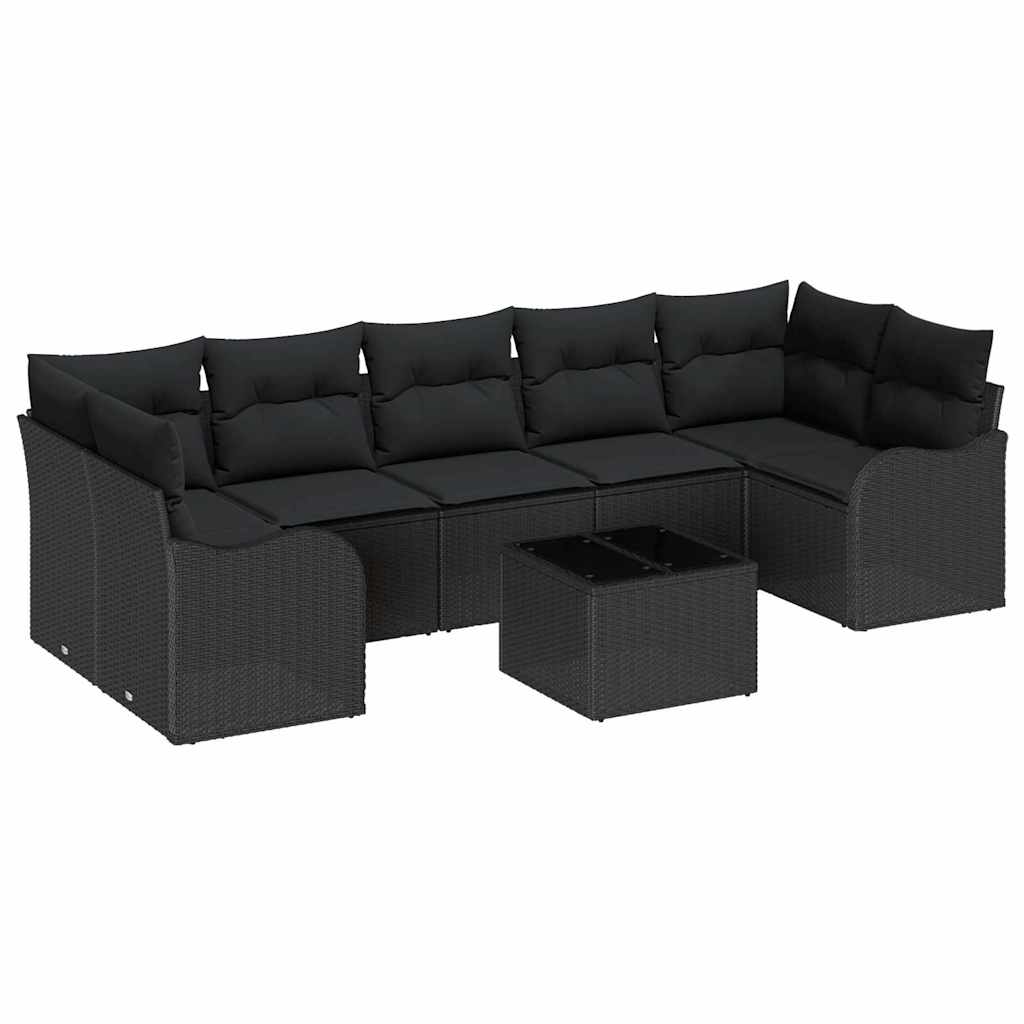 Havesofa Sæt med pude med opbevaring 8 pcs Sort 55 x 55 x 37 cm