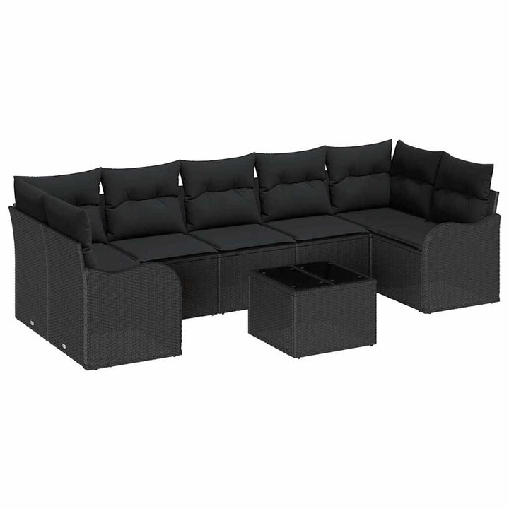 Havesofa Sæt med pude med opbevaring 8 pcs Sort 55 x 55 x 37 cm