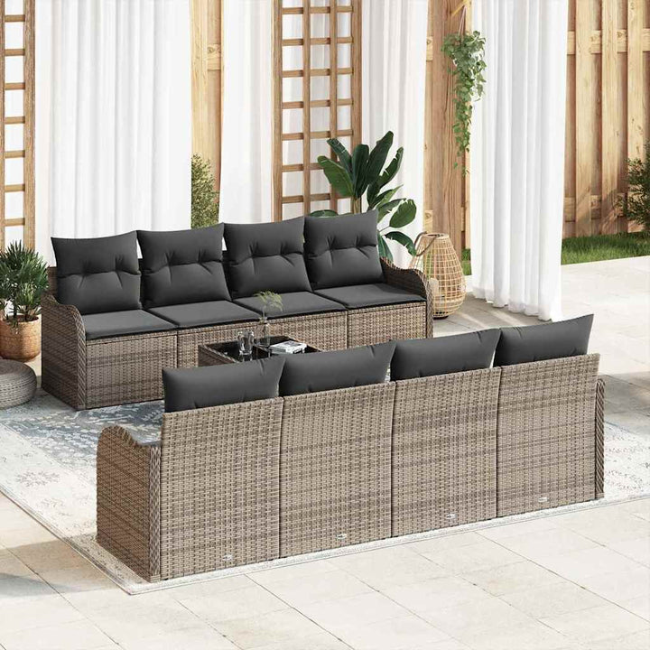 Havesofa Sæt med pude med opbevaring 9 pcs Grå 55 x 55 x 37 cm