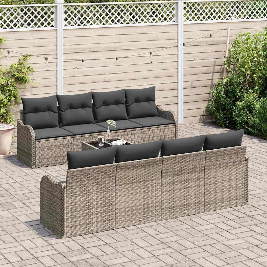 Havesofa Sæt med pude med opbevaring 9 pcs Grå 55 x 55 x 37 cm