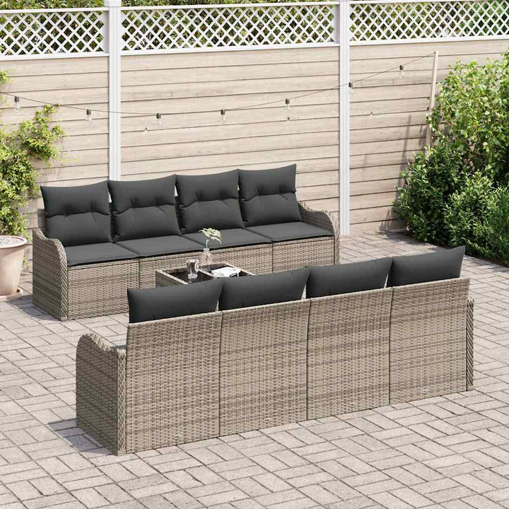Havesofa Sæt med pude med opbevaring 9 pcs Grå 55 x 55 x 37 cm