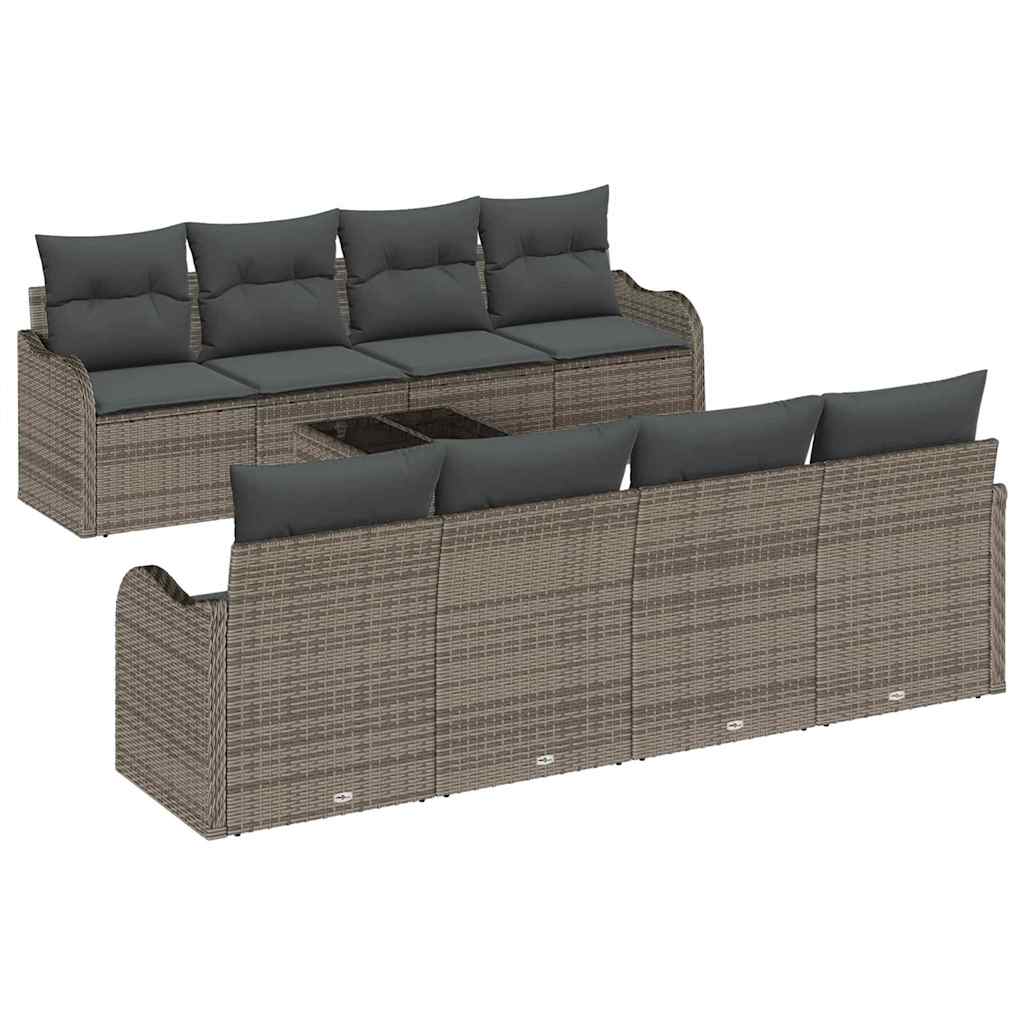 Havesofa Sæt med pude med opbevaring 9 pcs Grå 55 x 55 x 37 cm