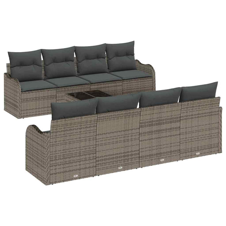 Havesofa Sæt med pude med opbevaring 9 pcs Grå 55 x 55 x 37 cm