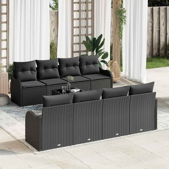 Havesofa Sæt med pude med opbevaring 9 pcs Sort 55 x 55 x 37 cm