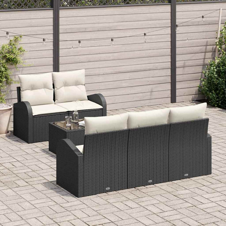 Havesofa Sæt med pude 6 pcs Sort og Cream 55 x 55 x 37 cm