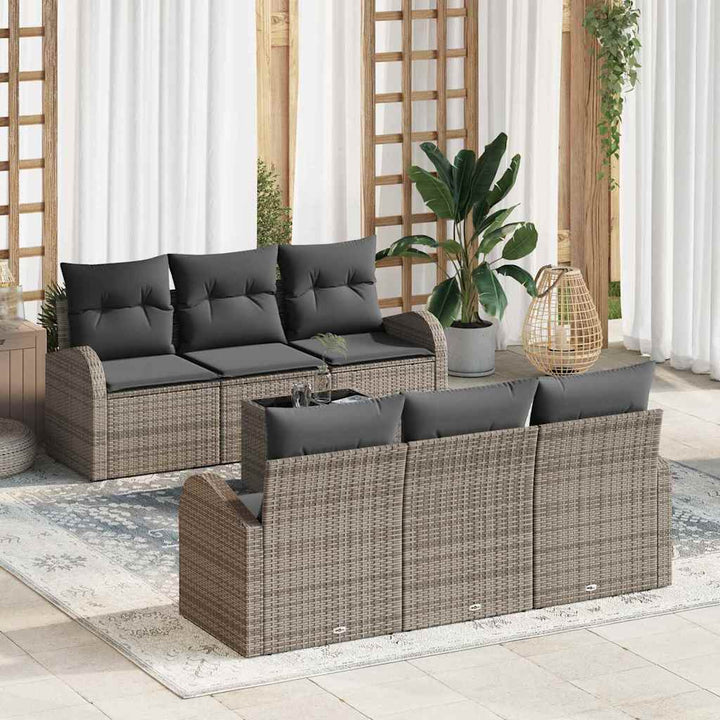 Havesofa Sæt med pude med opbevaring 7 pcs Grå 55 x 55 x 37 cm