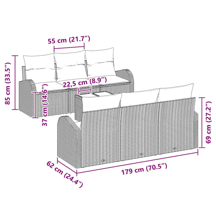 Havesofa Sæt med pude med opbevaring 7 pcs Grå 55 x 55 x 37 cm