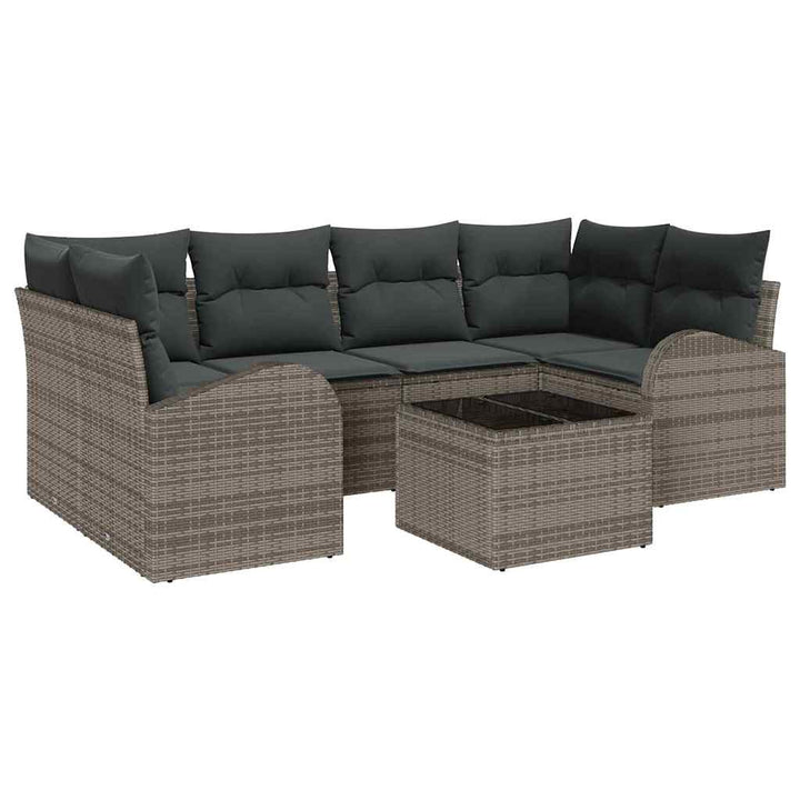 Havesofa Sæt med pude med opbevaring 7 pcs Grå 55 x 55 x 37 cm