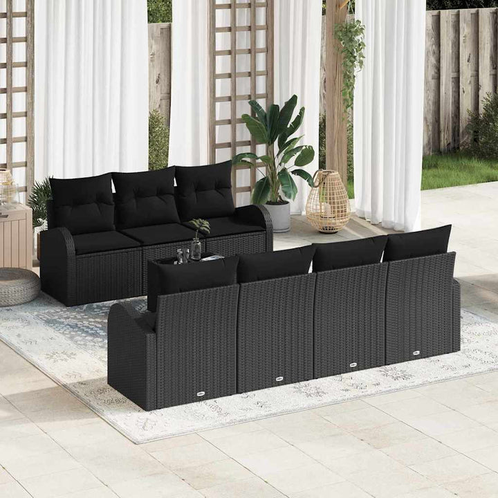 Havesofa Sæt med pude med opbevaring 8 pcs Sort 55 x 55 x 37 cm
