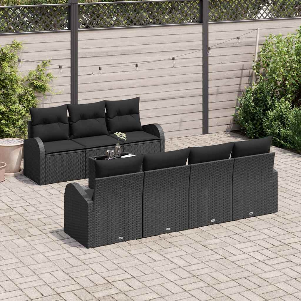 Havesofa Sæt med pude med opbevaring 8 pcs Sort 55 x 55 x 37 cm