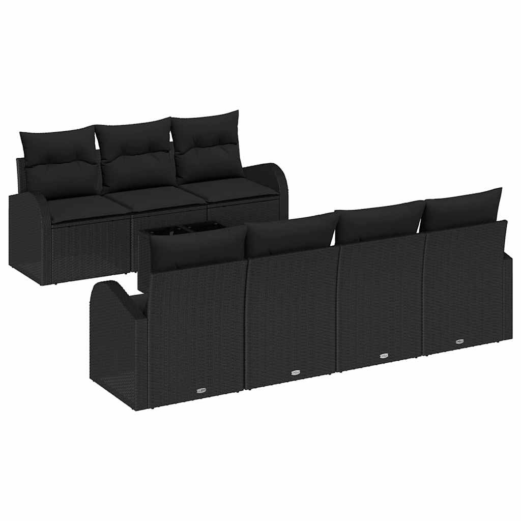 Havesofa Sæt med pude med opbevaring 8 pcs Sort 55 x 55 x 37 cm