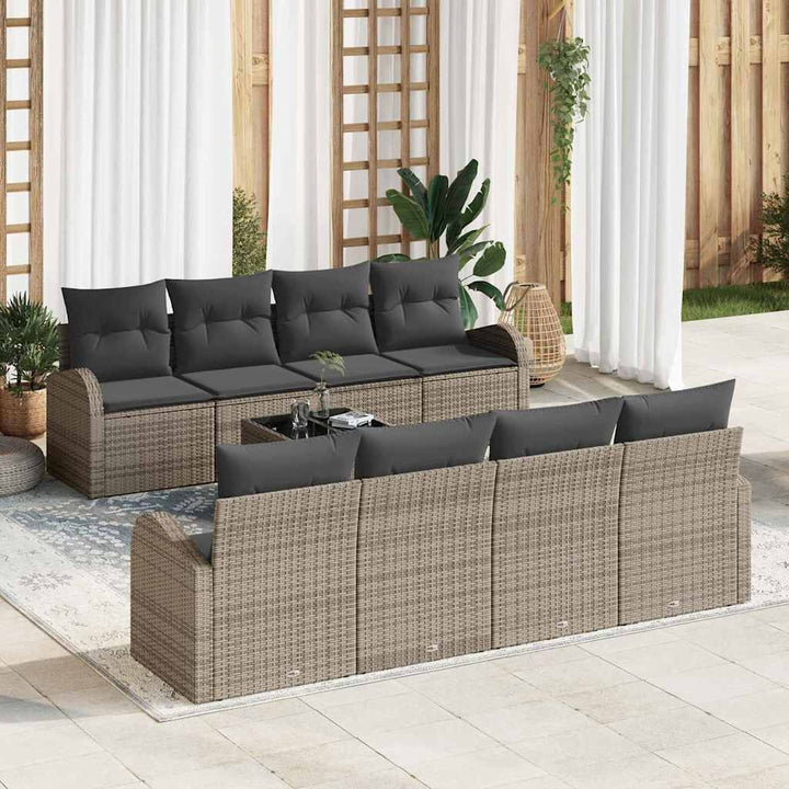 Havesofa Sæt med pude med opbevaring 9 pcs Grå 55 x 55 x 37 cm
