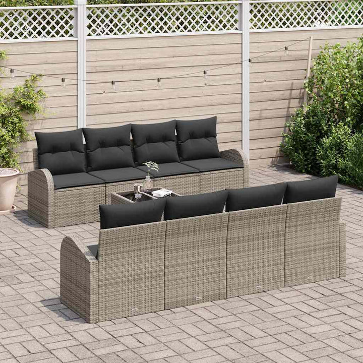 Havesofa Sæt med pude med opbevaring 9 pcs Grå 55 x 55 x 37 cm
