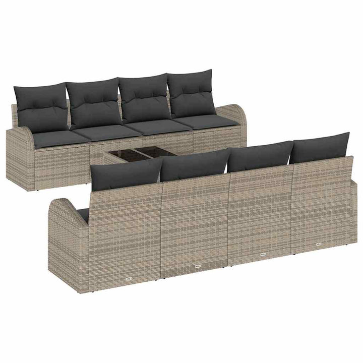 Havesofa Sæt med pude med opbevaring 9 pcs Grå 55 x 55 x 37 cm
