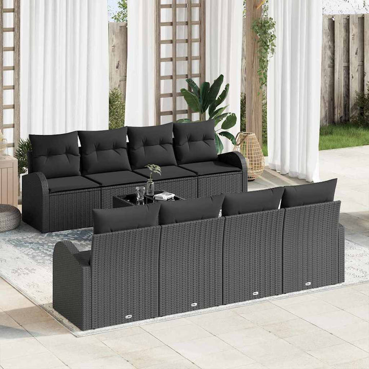 Havesofa Sæt med pude med opbevaring 9 pcs Sort 55 x 55 x 37 cm