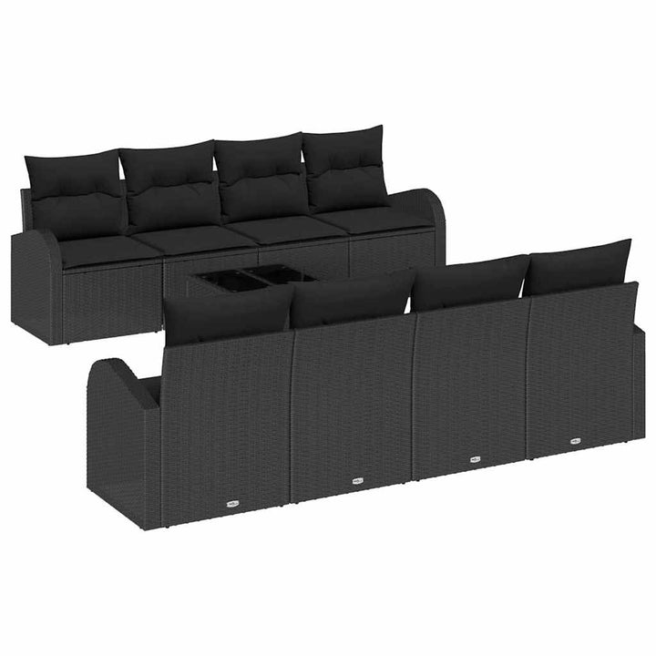 Havesofa Sæt med pude med opbevaring 9 pcs Sort 55 x 55 x 37 cm