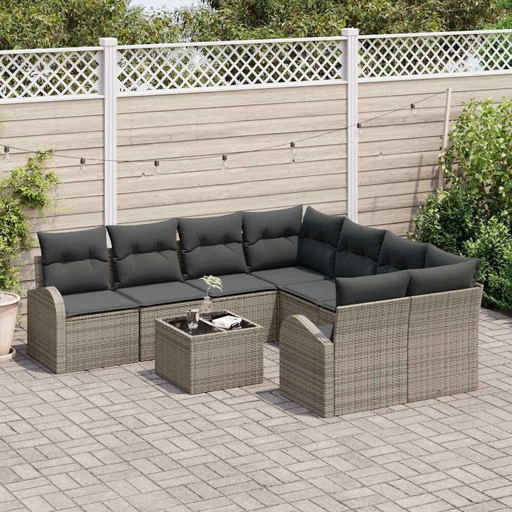Havesofa Sæt med pude med opbevaring 9 pcs Grå 55 x 55 x 37 cm
