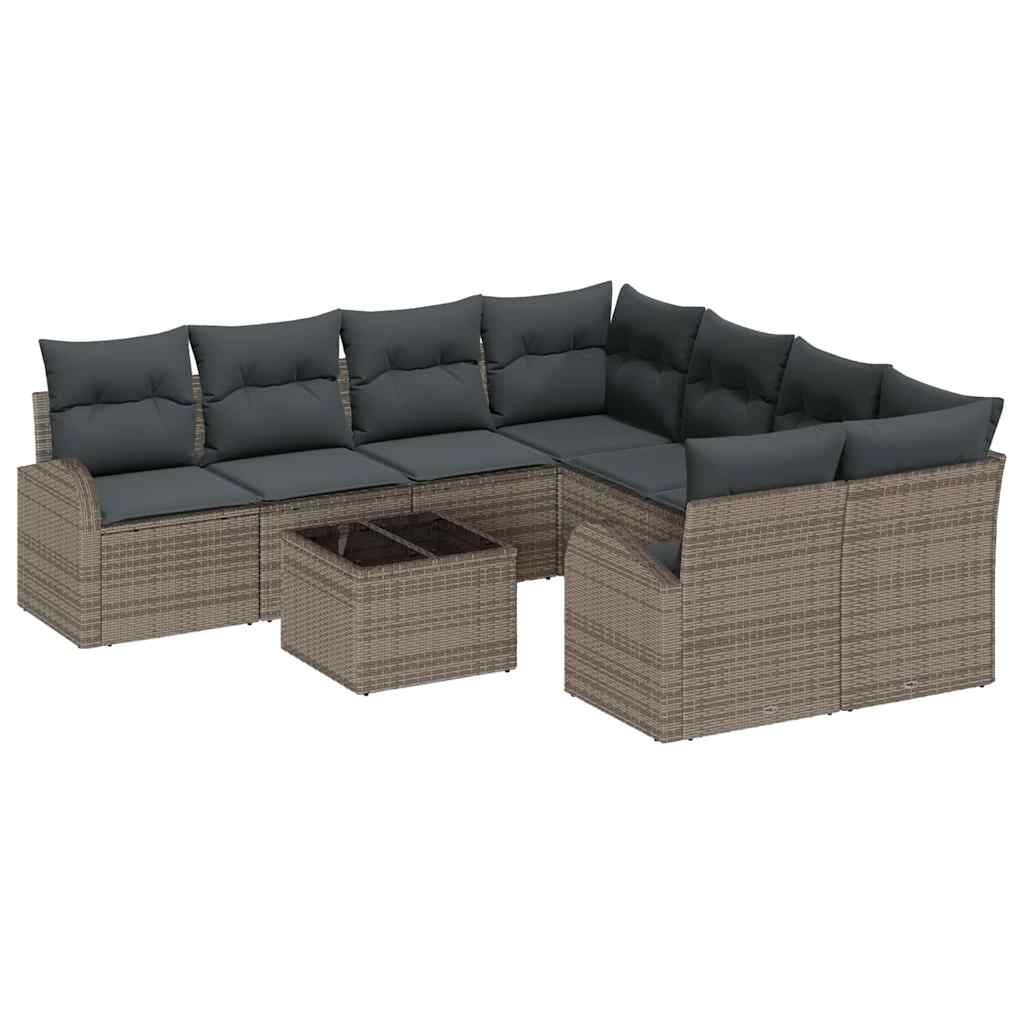Havesofa Sæt med pude med opbevaring 9 pcs Grå 55 x 55 x 37 cm