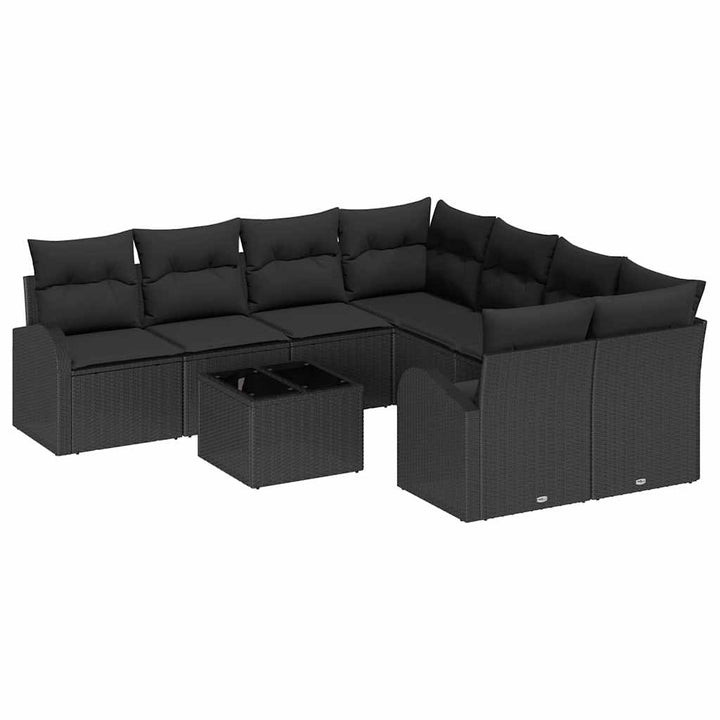 Havesofa Sæt med pude med opbevaring 9 pcs Sort 55 x 55 x 37 cm