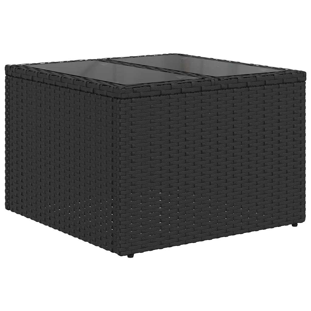 Havesofa Sæt med pude 6 pcs Sort og hvid Poly rattan