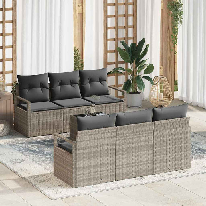 Havesofa Sæt med pude med opbevaring 7 pcs Lysegrå og mørkegrå
