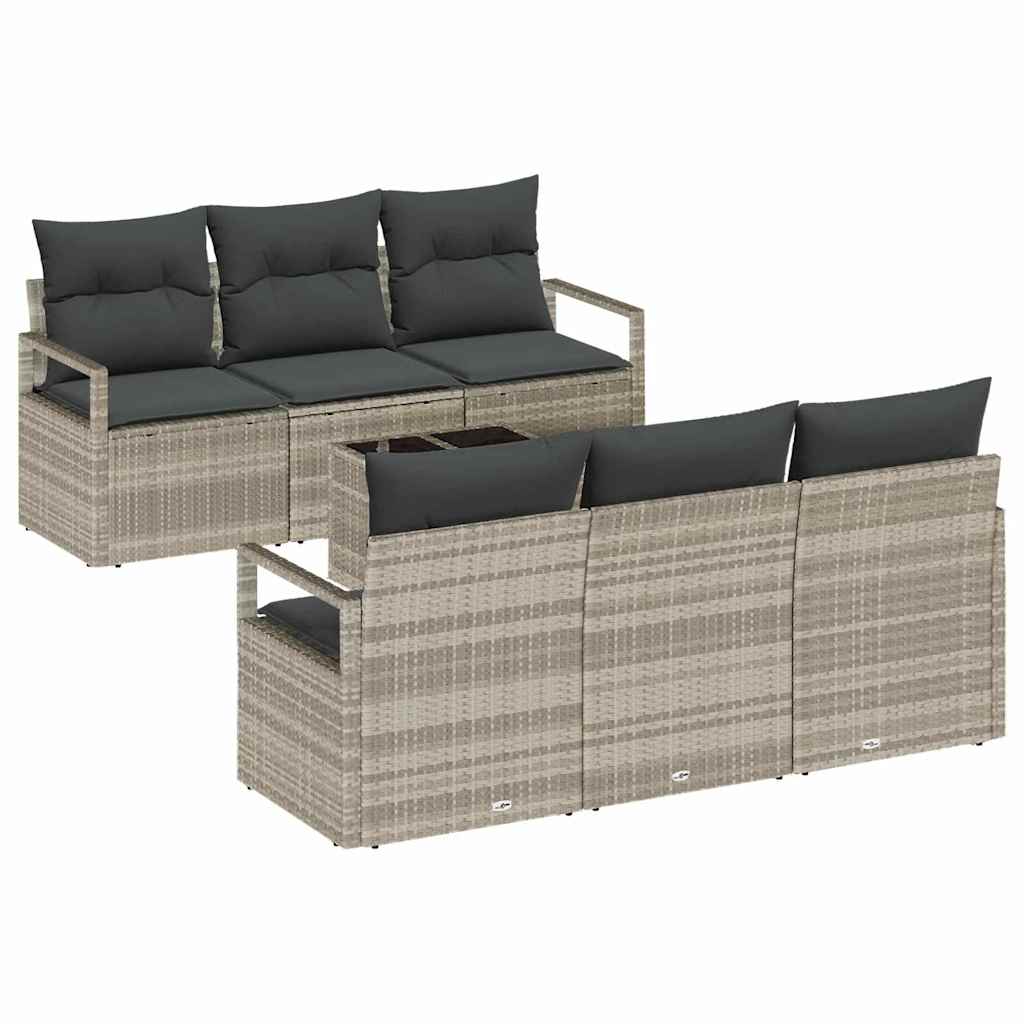 Havesofa Sæt med pude med opbevaring 7 pcs Lysegrå og mørkegrå