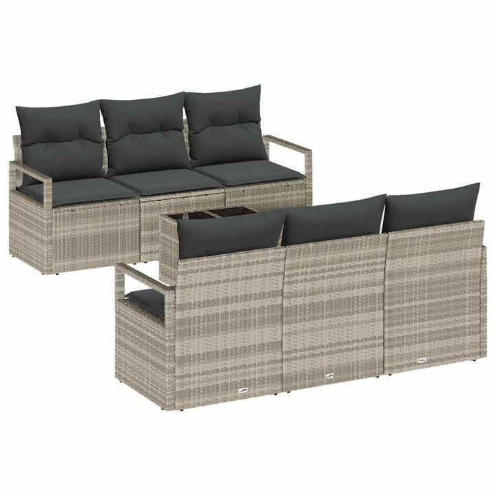 Havesofa Sæt med pude med opbevaring 7 pcs Lysegrå og mørkegrå