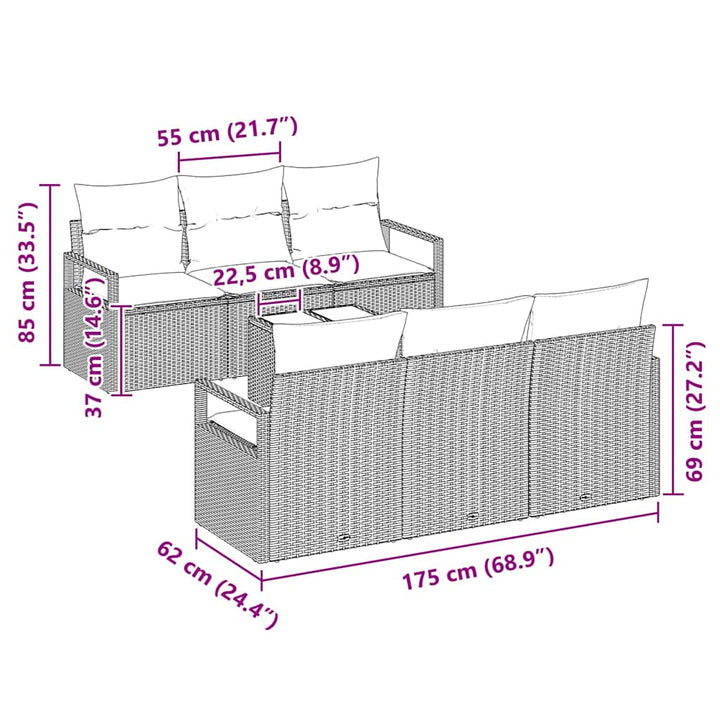 Havesofa Sæt med pude med opbevaring 7 pcs Lysegrå og mørkegrå