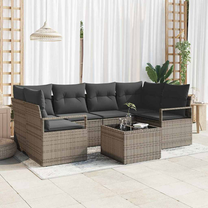 Havesofa Sæt med pude med opbevaring 7 pcs Grå 55 x 55 x 37 cm
