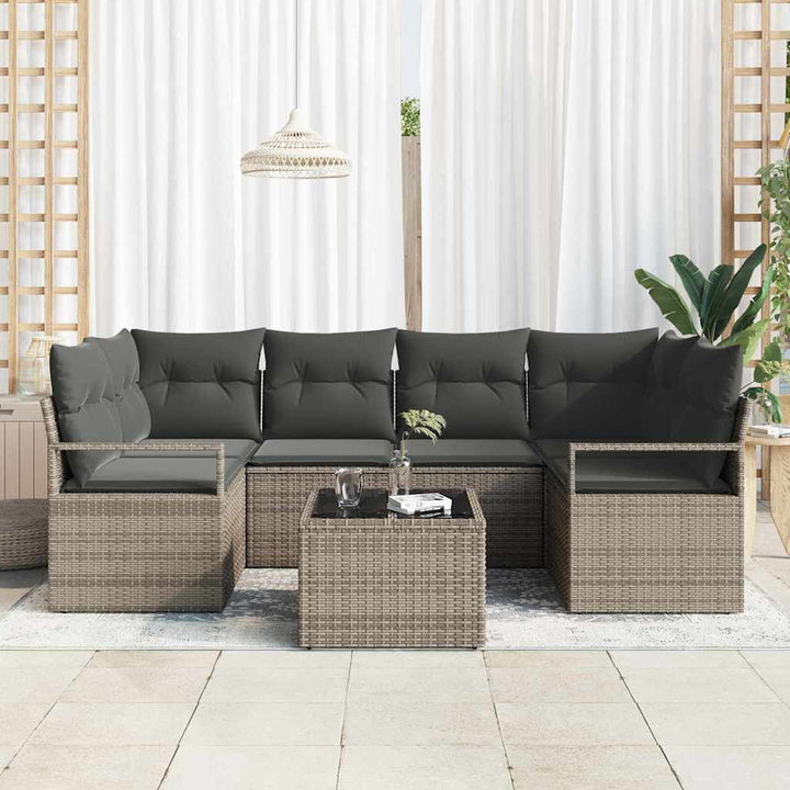 Havesofa Sæt med pude med opbevaring 7 pcs Grå 55 x 55 x 37 cm