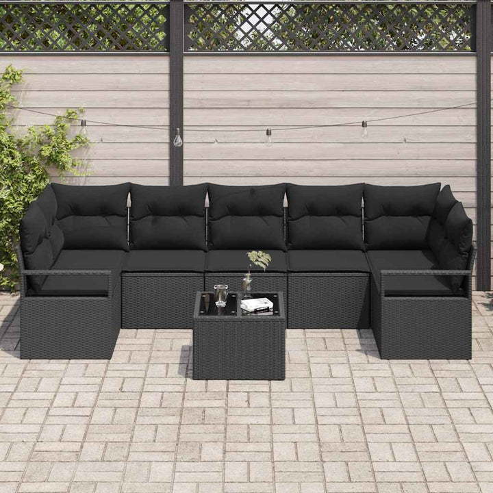 Havesofa Sæt med pude med opbevaring 8 pcs Sort 55 x 55 x 37 cm