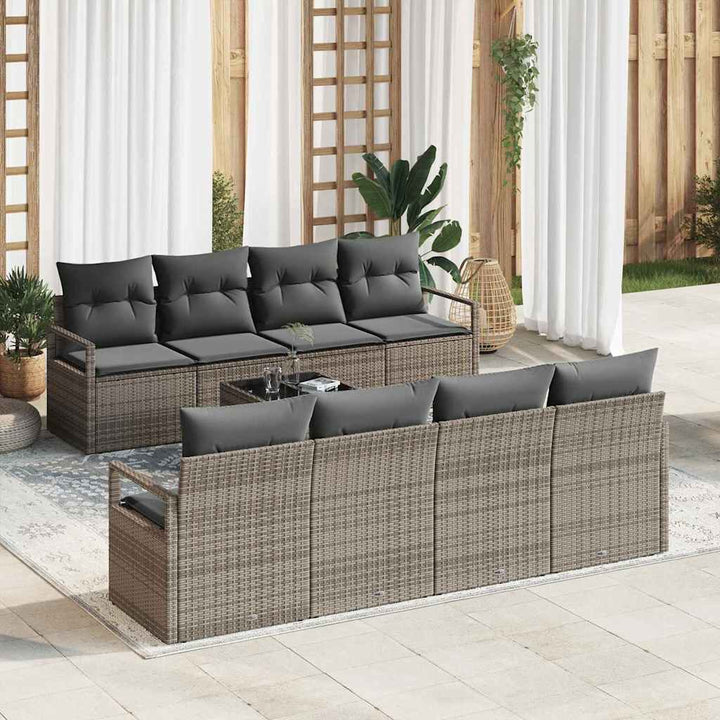 Havesofa Sæt med pude med opbevaring 9 pcs Grå 55 x 55 x 37 cm
