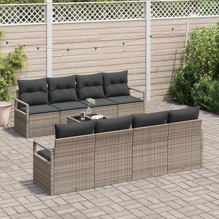 Havesofa Sæt med pude med opbevaring 9 pcs Grå 55 x 55 x 37 cm