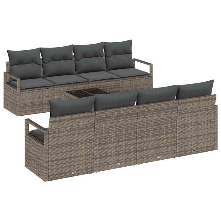 Havesofa Sæt med pude med opbevaring 9 pcs Grå 55 x 55 x 37 cm