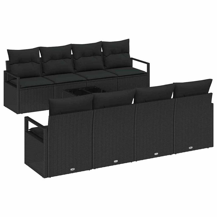 Havesofa Sæt med pude med opbevaring 9 pcs Sort 55 x 55 x 37 cm