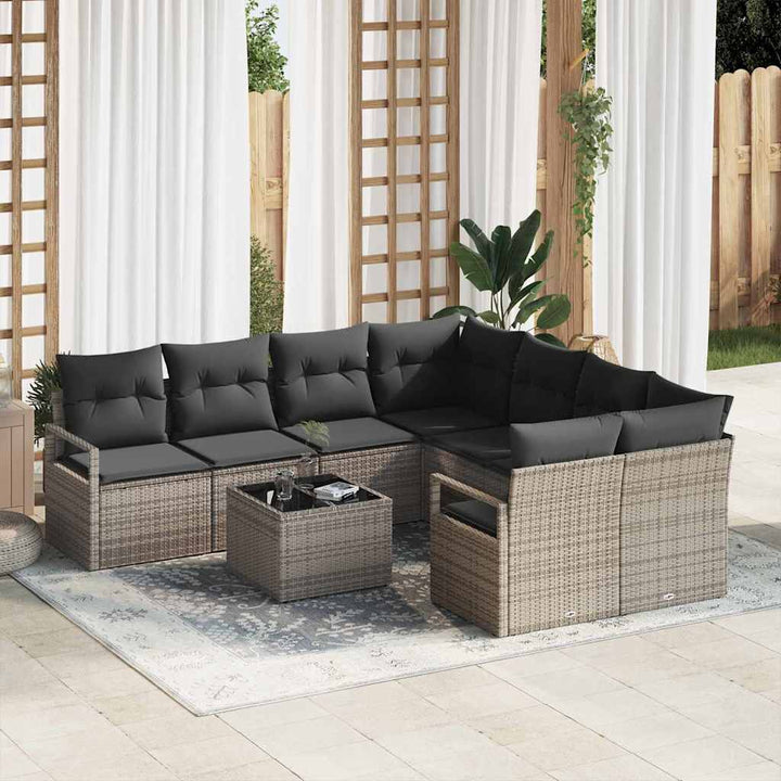 Havesofa Sæt med pude med opbevaring 9 pcs Grå 55 x 55 x 37 cm