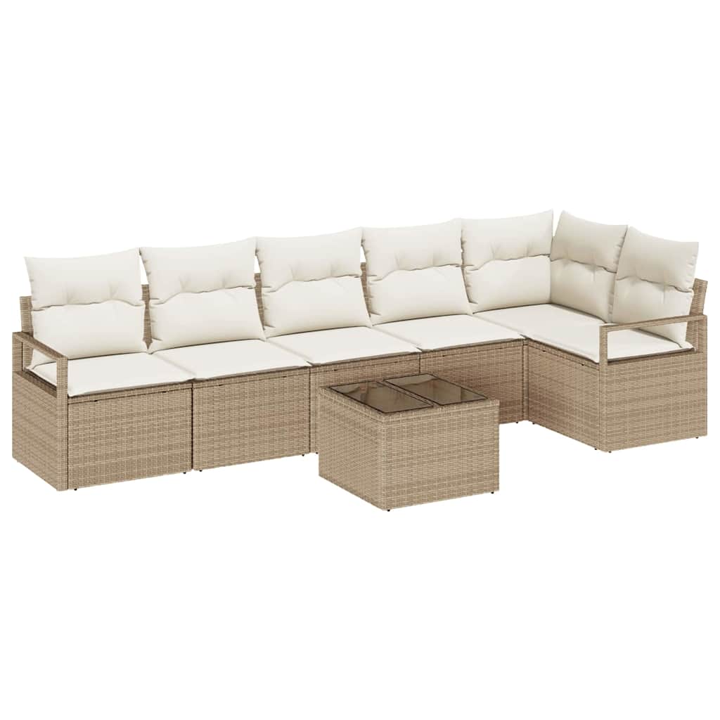 Havesofa Sæt med pude med opbevaring 7 pcs Beige og creme