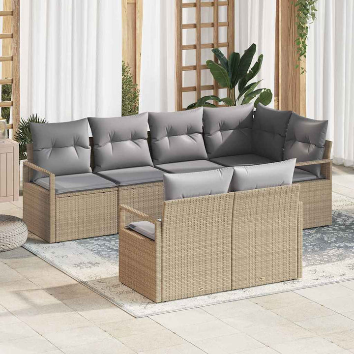 Havesofa Sæt med pude med opbevaring 7 pcs Beige og lys grå