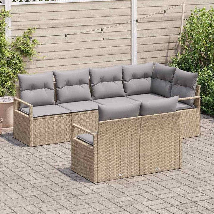 Havesofa Sæt med pude med opbevaring 7 pcs Beige og lys grå