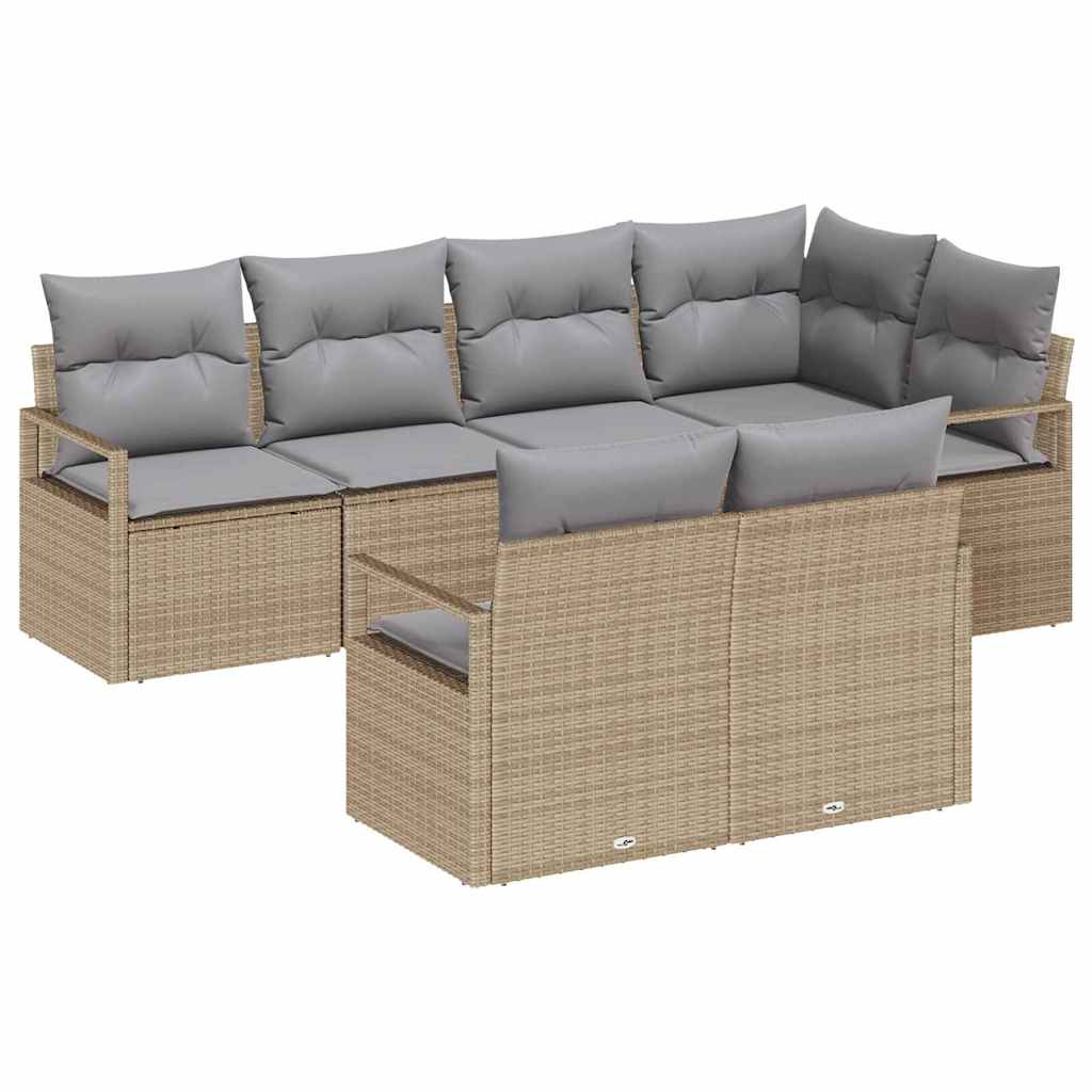 Havesofa Sæt med pude med opbevaring 7 pcs Beige og lys grå
