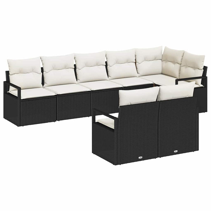 Havesofa Sæt med pude med opbevaring 8 pcs Sort og Cream