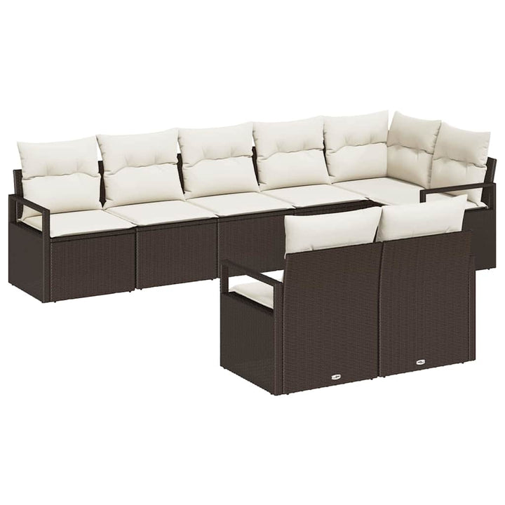 Havesofa Sæt med pude med opbevaring 8 pcs Brun og Creme