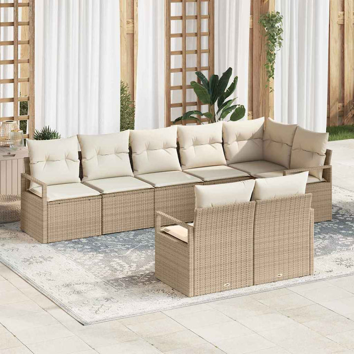 Havesofa Sæt med pude med opbevaring 8 pcs Beige og creme