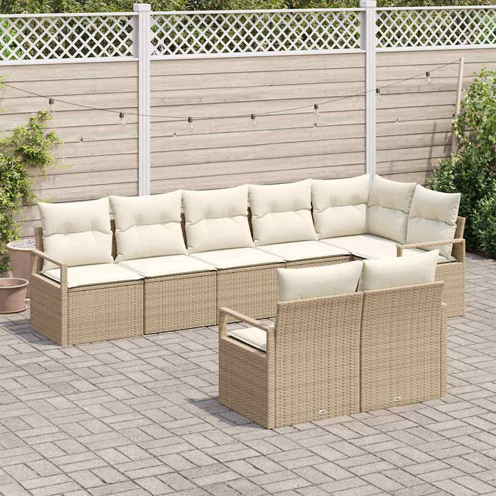 Havesofa Sæt med pude med opbevaring 8 pcs Beige og creme